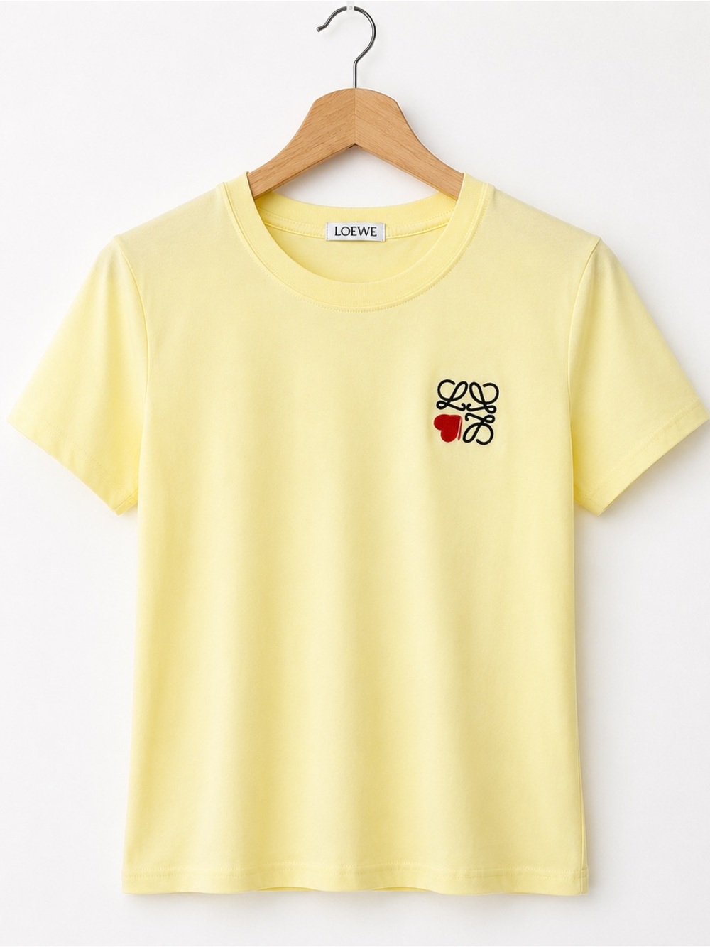 LOEWE Butter Yellow Anagram Heart Embroidered Tee Cotton Portugal Size L
